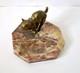 Art Deco Bronze Cat Sculpture Ashtray On Marble, 1920s