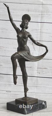 Art Deco Bronze Chair Dancer Sculpture Signed by Belleste, Artist Figurine