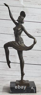 Art Deco Bronze Chair Dancer Sculpture Signed by Belleste, Artist Figurine