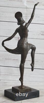 Art Deco Bronze Chair Dancer Sculpture Signed by Belleste, Artist Figurine