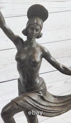 Art Deco Bronze Chair Dancer Sculpture Signed by Belleste, Artist Figurine