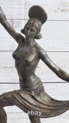 Art Deco Bronze Chair Dancer Sculpture Signed by Belleste, Artist Figurine
