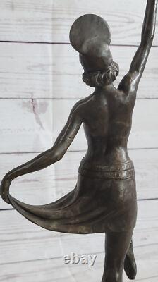 Art Deco Bronze Chair Dancer Sculpture Signed by Belleste, Artist Figurine