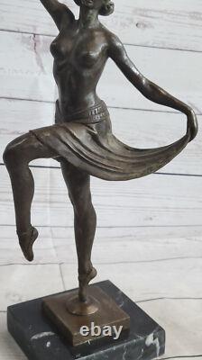 Art Deco Bronze Chair Dancer Sculpture Signed by Belleste, Artist Figurine