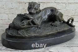 Art Deco Bronze Crocodile By / Barye 1820 French Artisan Sculpture Statue