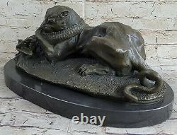 Art Deco Bronze Crocodile By / Barye 1820 French Artisan Sculpture Statue