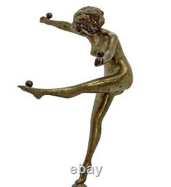 Art Deco Bronze Dancer / Nude With Balls (#11818)