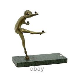 Art Deco Bronze Dancer / Nude With Balls (#11818)