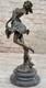 Art Deco Bronze Dancer, Signed Cesaro, Opening On Marble Base Sculpture Figurine