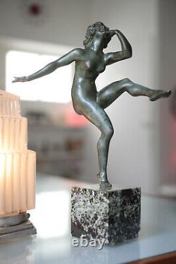 Art Deco Bronze Dancer Statue René André Varnier