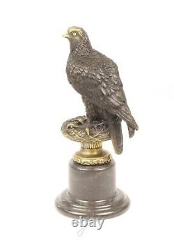 Art Deco Bronze Eagle Sculpture on Black Marble After Milo