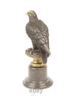 Art Deco Bronze Eagle Sculpture on Black Marble After Milo