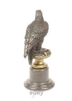 Art Deco Bronze Eagle Sculpture on Black Marble After Milo