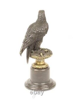 Art Deco Bronze Eagle Sculpture on Black Marble After Milo