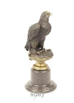 Art Deco Bronze Eagle Sculpture on Black Marble After Milo