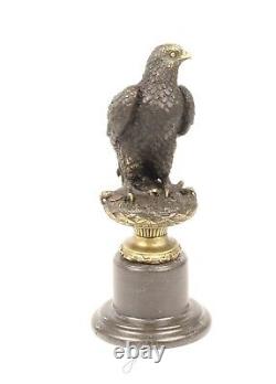 Art Deco Bronze Eagle Sculpture on Black Marble After Milo