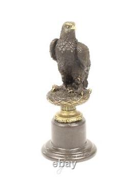 Art Deco Bronze Eagle Sculpture on Black Marble After Milo