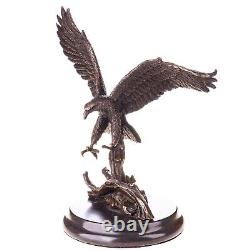 Art Deco Bronze Eagle Sculpture on Black Marble after Milo