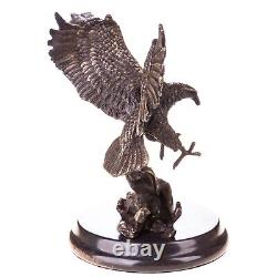 Art Deco Bronze Eagle Sculpture on Black Marble after Milo