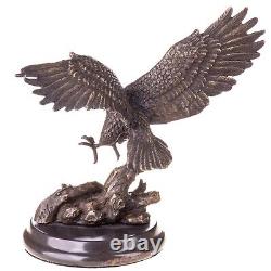 Art Deco Bronze Eagle Sculpture on Black Marble after Milo