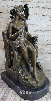 Art Deco Bronze Female Chair-Beautiful Venus with Angel Sculpture Decor Sale