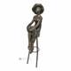 Art Deco Bronze Figurine By Chiparus, Lady On Stool, 29 Cm, 960 G