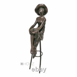 Art Deco Bronze Figurine by Chiparus, Lady on Stool, 29 cm, 960 g