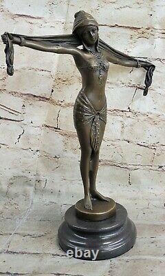 Art Deco Bronze Footsteps Signed D. H. Statue Figure Font Sculpture