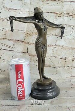 Art Deco Bronze Footsteps Signed D. H. Statue Figure Font Sculpture