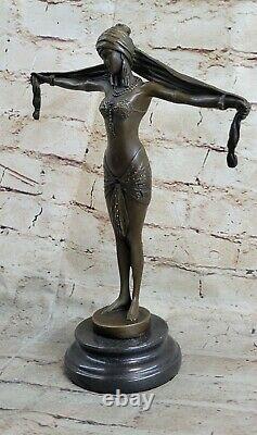 Art Deco Bronze Footsteps Signed D. H. Statue Figure Font Sculpture