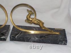 Art Deco Bronze Gazelle Bookends Pair