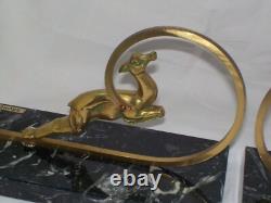 Art Deco Bronze Gazelle Bookends Pair