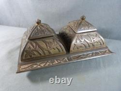 Art Deco Bronze Inkstand by the Arthur Martin Factory in Revin, circa 1920