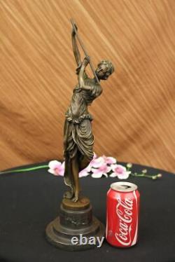 Art Deco Bronze Lady `romain Dancer` By Colinet Grand 45cm Sculpture Nr