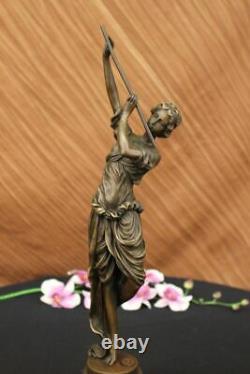 Art Deco Bronze Lady `romain Dancer` By Colinet Grand 45cm Sculpture Nr