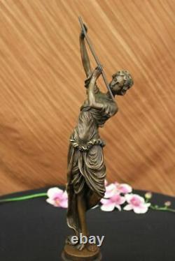 Art Deco Bronze Lady `romain Dancer` By Colinet Grand 45cm Sculpture Nr