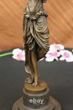 Art Deco Bronze Lady `romain Dancer` By Colinet Grand 45cm Sculpture Nr
