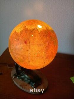 Art Deco Bronze Lamp Marble Globe Earth Perrina Ancient