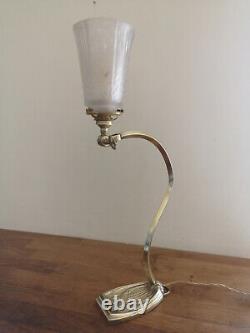 Art Deco Bronze Lamp. Tulip In Pate De Verre Signee Muller Freres