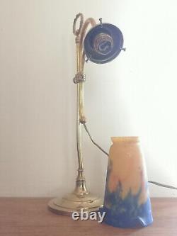 Art Deco Bronze Lamp. Tulip In Pate De Verre Signee Muller Freres