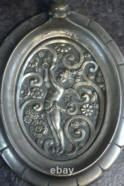 Art Deco Bronze Lamp with Angel and Glass Paste Decor, Muller ref AP137