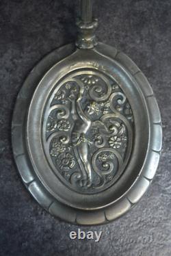 Art Deco Bronze Lamp with Angel and Glass Paste Decor, Muller ref AP137