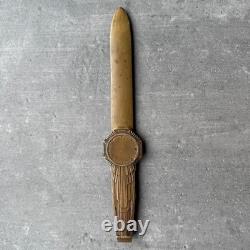 Art Deco Bronze Letter Opener 1930 Chocolate Patina Woman and Child M3950