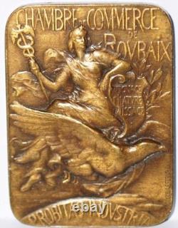 Art Deco Bronze Medal, Chamber of Commerce of Roubaix, Hippolyte Lefebvre
