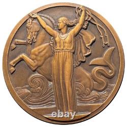 Art Deco Bronze Medal LE NORMANDIE & Le Havre–New York 1935 VERNON