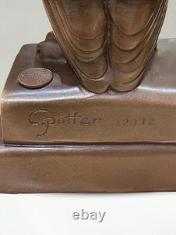 Art Deco Bronze Owl Signed C. Potter Guaranteed Bronze Paris