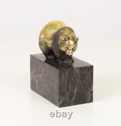 Art Deco Bronze Panda Sculpture on Black Marble Base After Milo