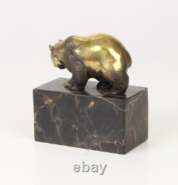 Art Deco Bronze Panda Sculpture on Black Marble Base After Milo