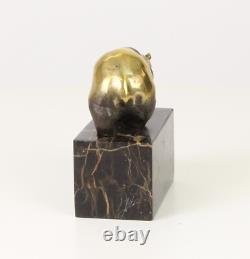 Art Deco Bronze Panda Sculpture on Black Marble Base After Milo