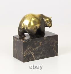 Art Deco Bronze Panda Sculpture on Black Marble Base After Milo